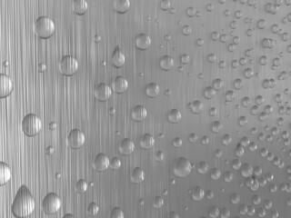 金属背景に結露する雫、水滴