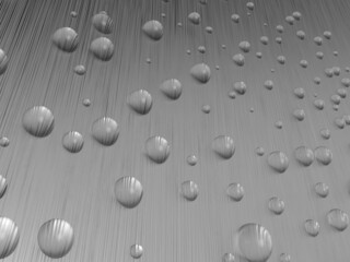 金属背景に結露する雫、水滴