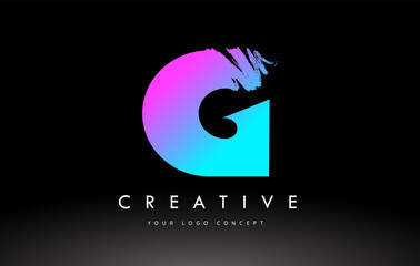 G Brushed Letter Logo. Black Brush Letters design with Brush stroke design.