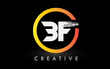 Obraz premium Circular White BF Brush Letter Logo Design. Creative Brushed Letters Icon Logo.