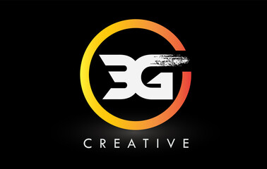 Circular White BG Brush Letter Logo Design. Creative Brushed Letters Icon Logo.