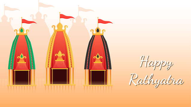 Shri Jagannath Puri Rath Yatra Festival Vector Illustration.