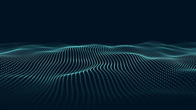 Large digital data background. Abstract wave with moving dots. 3d rendering