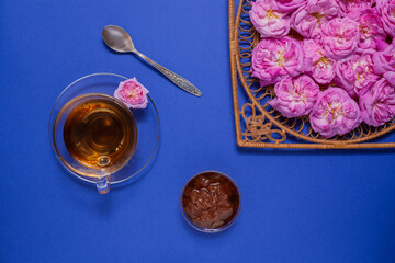 Sweet fragrant tea rose jam for tea.