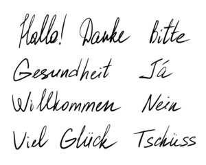 German lettering words cards