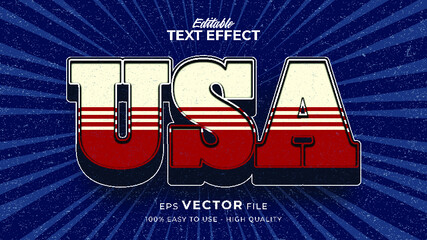 Editable text effect america flag style. Independence day USA 4 July © Crealive.Studio