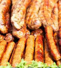 Thick and thin fried sausages
