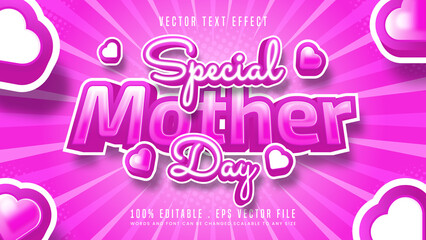 Special mother day pink heart cute 3d editable text effect font style
