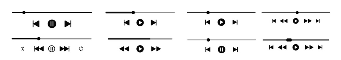 Vector illustration of the music player buttons set