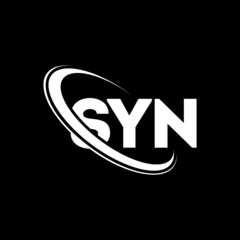 SYN logo. SYN letter. SYN letter logo design. Initials SYN logo linked with circle and uppercase monogram logo. SYN typography for technology, business and real estate brand. - obrazy, fototapety, plakaty