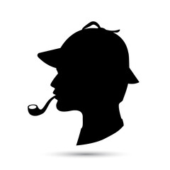 Detective vector profile icon. Sherlock Holmes pipe