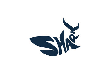Obraz premium shark logo with shark lettering that looks dynamic.