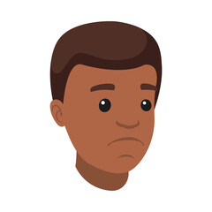 Handsome African American Man Character with Sad Face Demonstrating Emotion Vector Illustration
