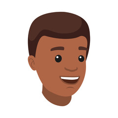 Handsome African American Man Character Smiling Face Demonstrating Emotion Vector Illustration