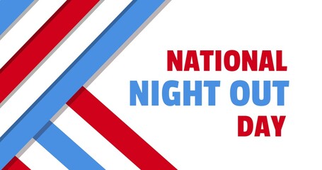 Illustrative image of national night out day text with blue and red stripes on white background