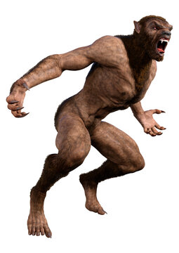 3D Rendering Werewolf on White