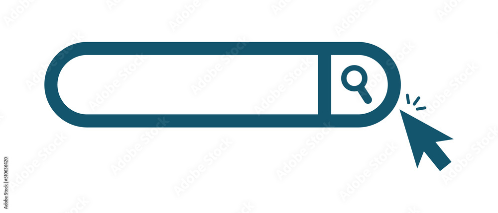Aufkleber rounded corner search box and mouse cursor to click the search button. web search bar. vector.