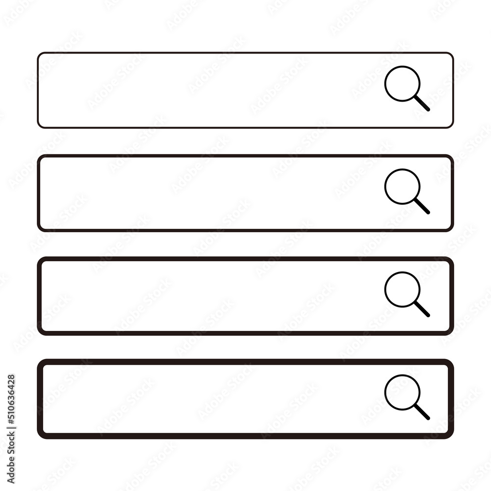 Poster search box icon set with different line thicknesses. internet and web search. vector.