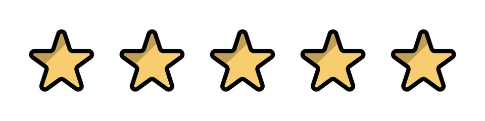 5 star icon. Hotel and restaurant ratings. Rankings and rates. Vectors.