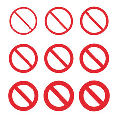 Set of stop mark icons by thickness. Warning and regulation. Vector.
