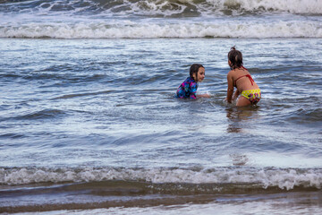 children playing in the water