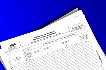 Obraz premium Form 6088 documentation published IRS USA 07.17.2012. American tax document on colored