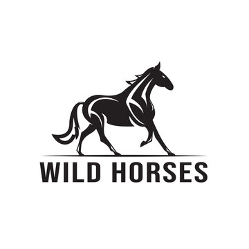 Wild horse silhouette logo design, whether for mascot, shipping or logistics, industry logos. Creative horse logo template icon symbol
