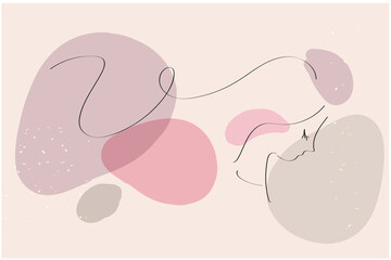 ラインで描いた女性の抽象的イラストアート