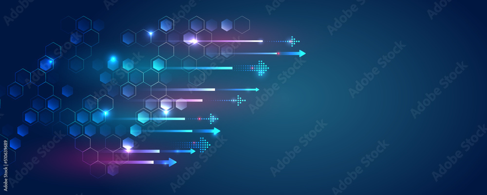 Aufkleber hi-tech vector illustration with various technology elements. abstract global sci fi concept. digita