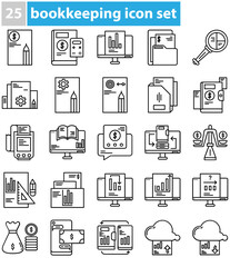 elegant and simple bookkeeping icon set