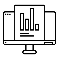 chart icon and computer screen with transparent background