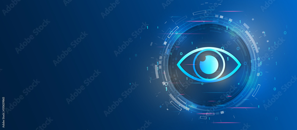 Poster Vector illustration of data security services. Data protection, privacy, and internet security concept. Hi-tech various background. Cyber security for business and internet projects.