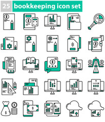 elegant and simple bookkeeping icon set