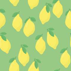 seamless pattern of lemon fruits with leaves, great for wrapping, textile, wallpaper, greeting card- vector illustration