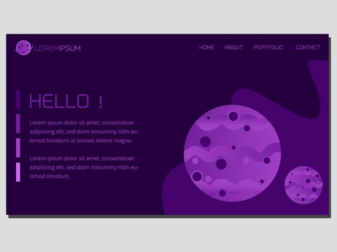 Purple planet illustration. Purple background concept in space with purple planets. Can be used for presentations, magazines, pamphlets, annual reports, posters and business cards.