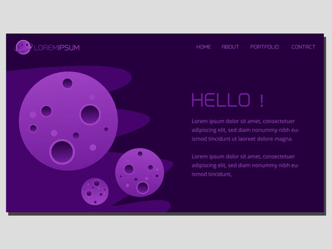 Purple planet illustration. Purple background concept in space with purple planets. Can be used for presentations, magazines, pamphlets, annual reports, posters and business cards.