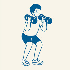 person with dumbbells