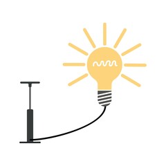 the pump inflates a light bulb that symbolizes the idea