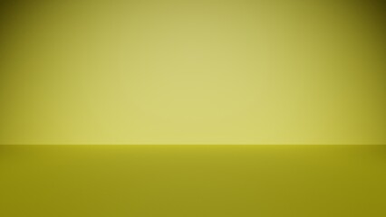 Frontal light in an empty room. Yellow light in a room. Yellow background