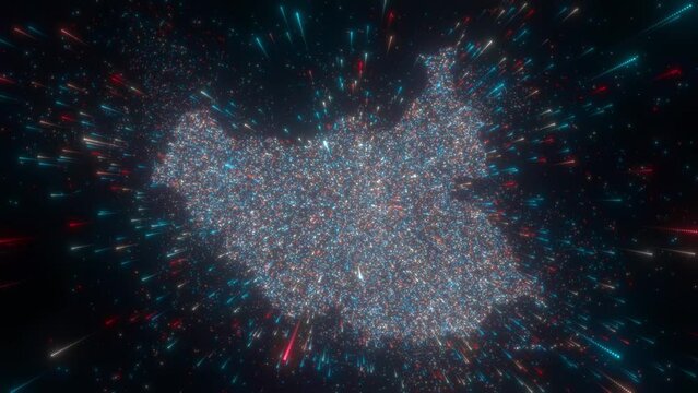 Abstract map of South Sudan. High quality 4k footage