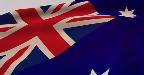 Close up view of australia flag background with copy space