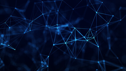 Network connection structure. Technology connect big data. Science background. Business futuristic backdrop. 3D rendering.