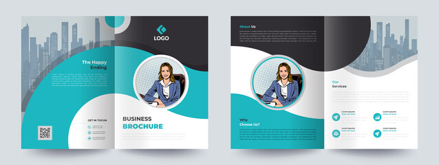 Bi-Fold Corporate Business Brochure Design Template Concept adept for Multipurpose Projects
