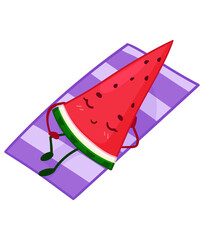 kawaii watermelon character summer sticker