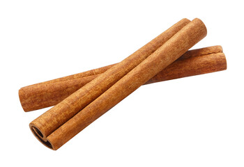 Two cinnamon sticks, isolated on white background
