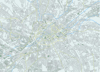 Manchester city vector map,  United Kingdom