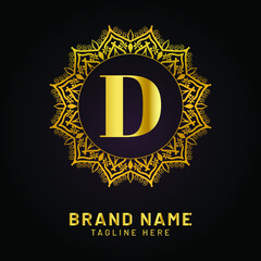 luxury letter d logo with golden color