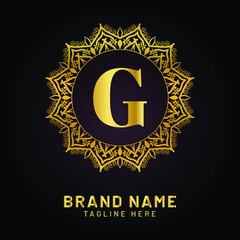 Fototapeta premium luxury letter g logo with golden color