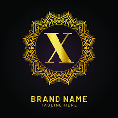 luxury letter x logo with golden color
