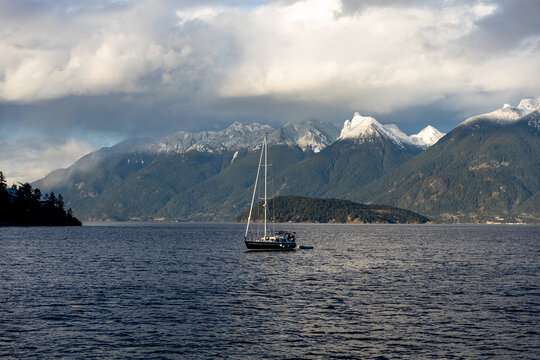 sail boat or yacht on Howe Sound near Bowen Island